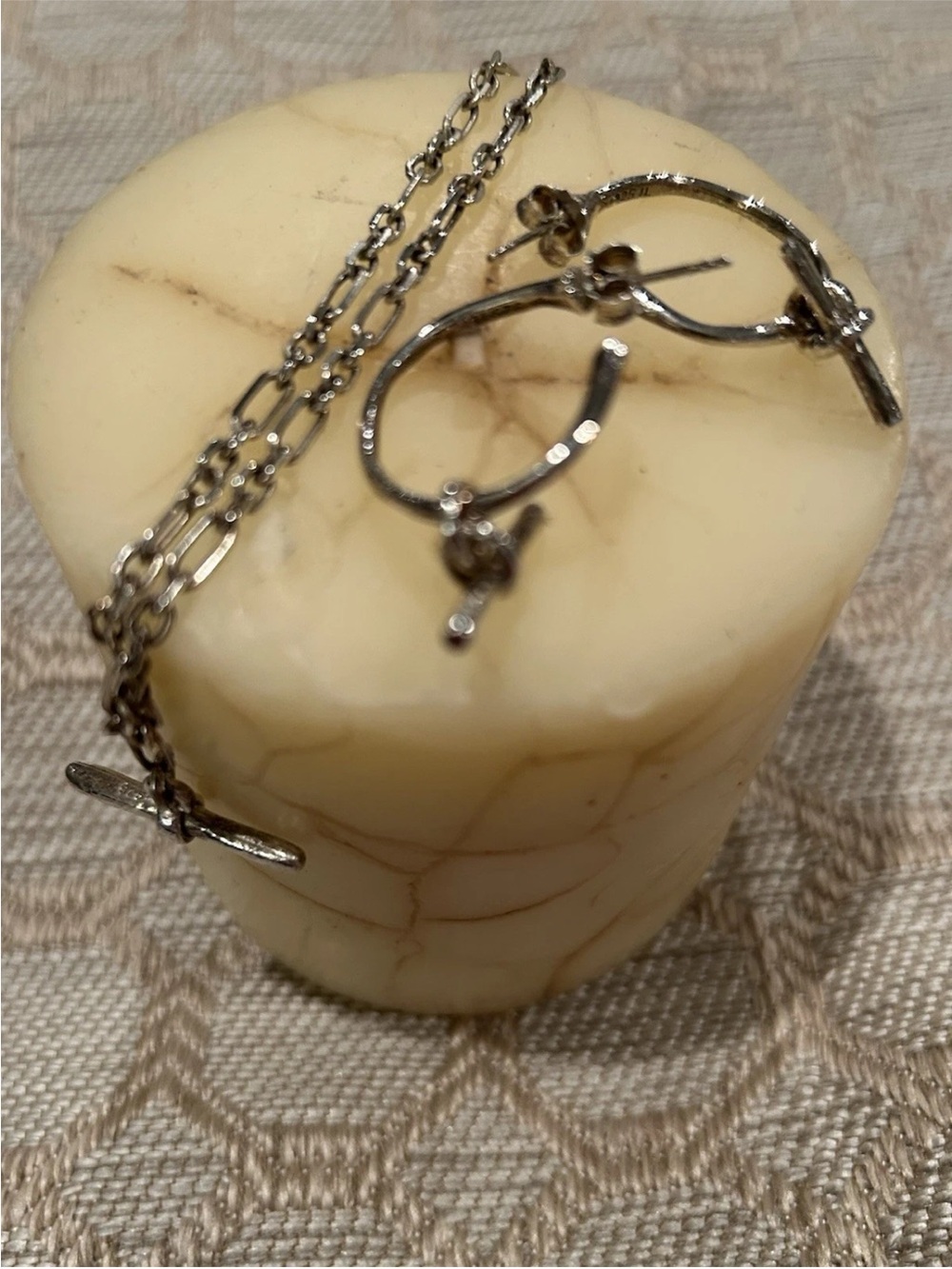 Silpada Sterling Silver Toggle Necklace and Hoop Earrings Set - Picture 3 of 5